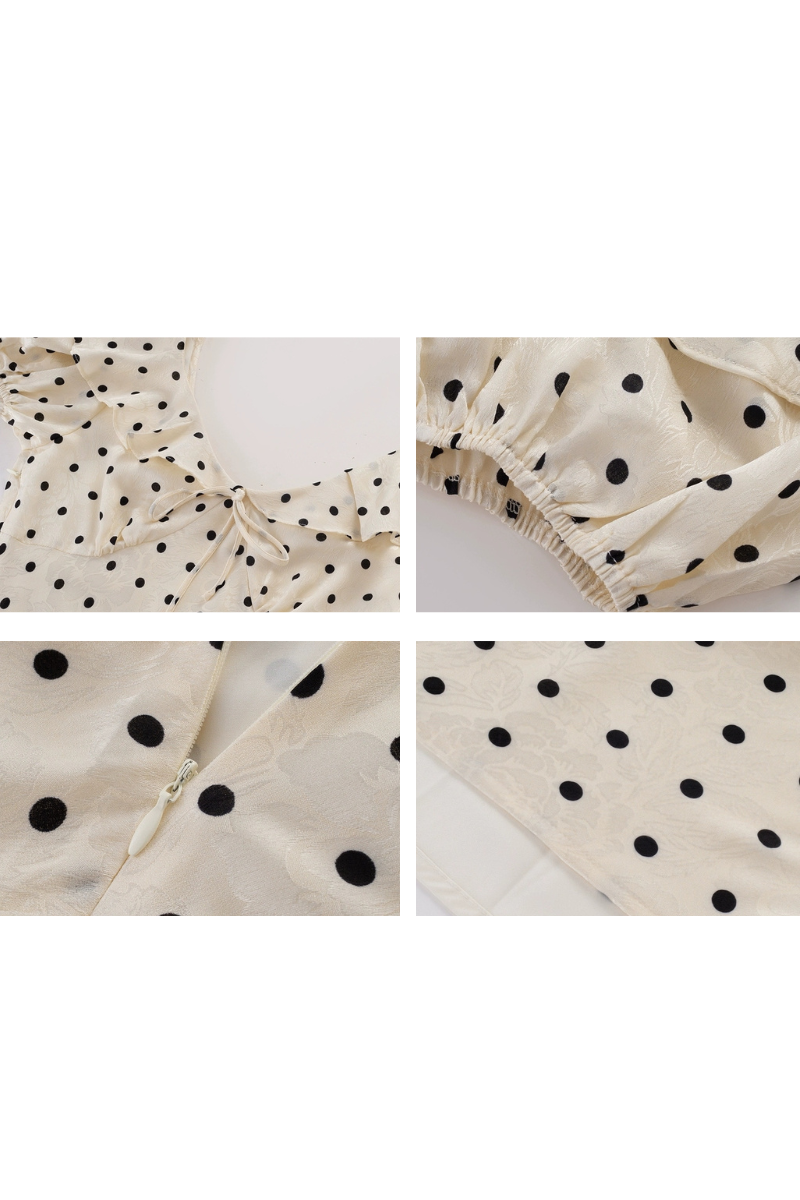 Vintage-Inspired Polka Dot Puff Sleeve Midi Dress
