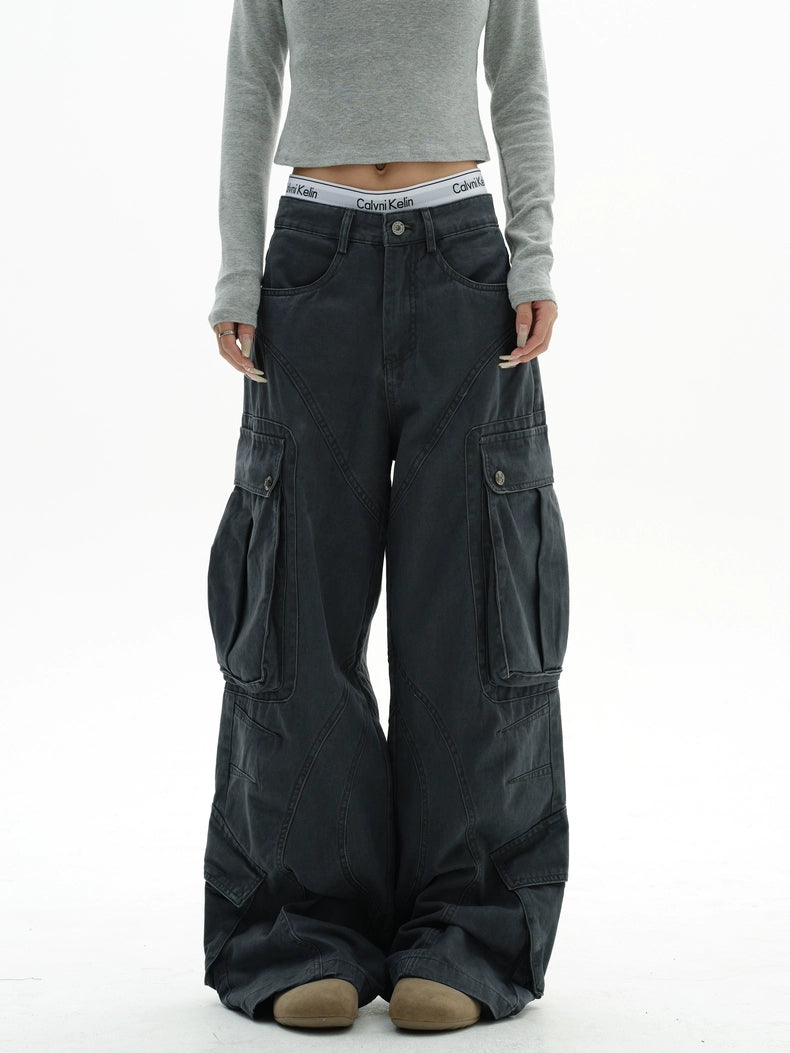 Mocha Cargo Ultra Wide-Leg Trousers