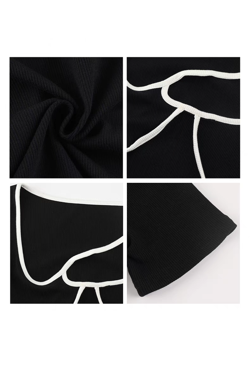 Asymmetric Cutout Colorblock Knit Top