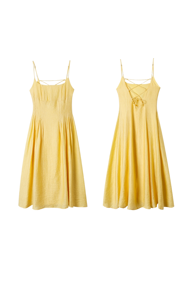 Sunny Bliss Strappy Yellow Midi Dress