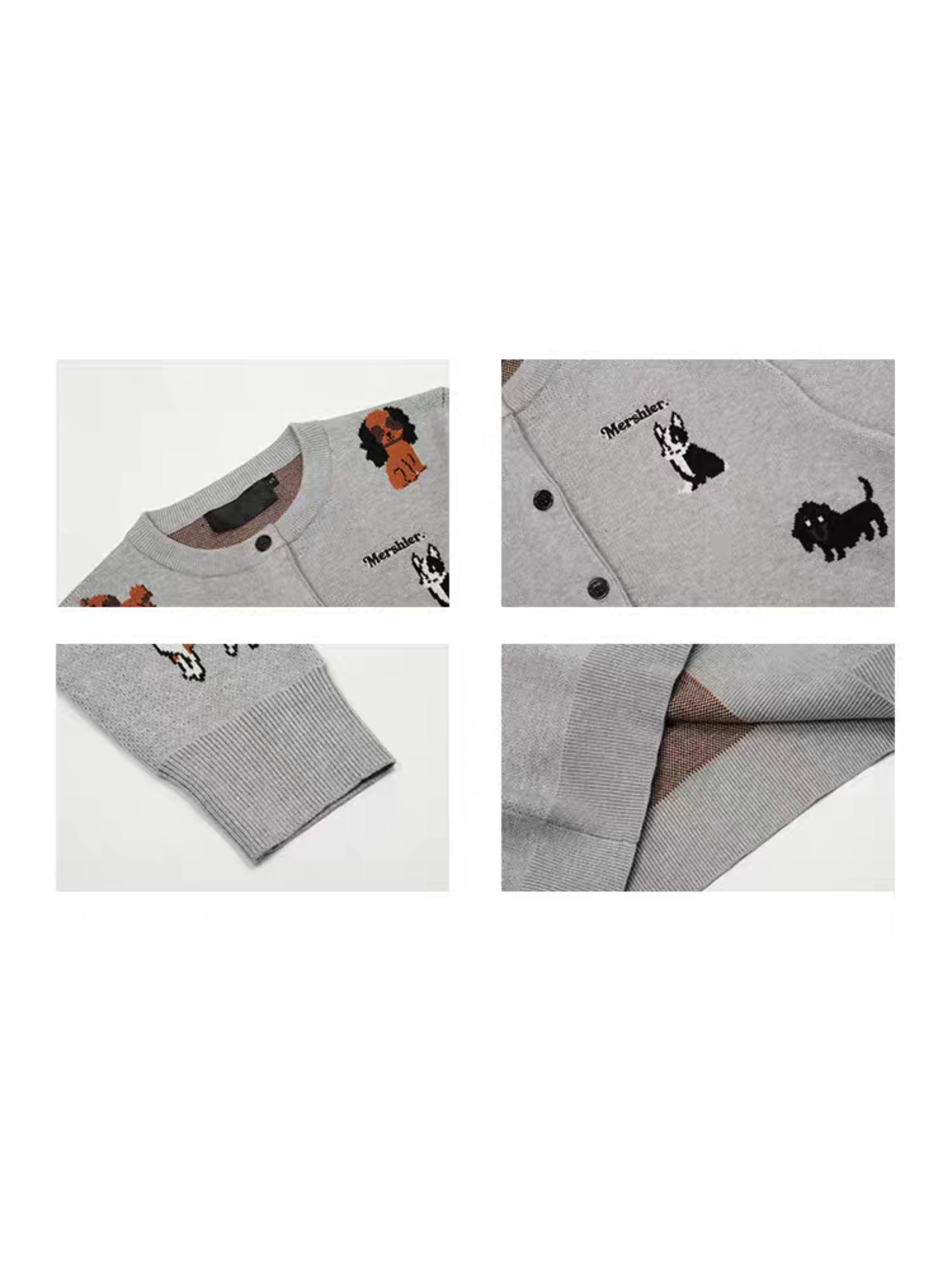 Puppy Parade Grey Knit Cardigan