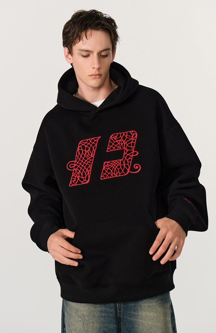 Oversize embroidery Chinese-knot hoodies