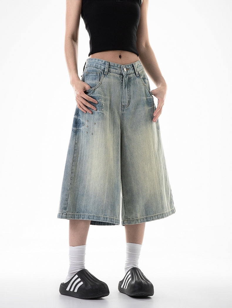 Jeans-Jeanshose mit weitem Bein und verwaschenem Schnitt