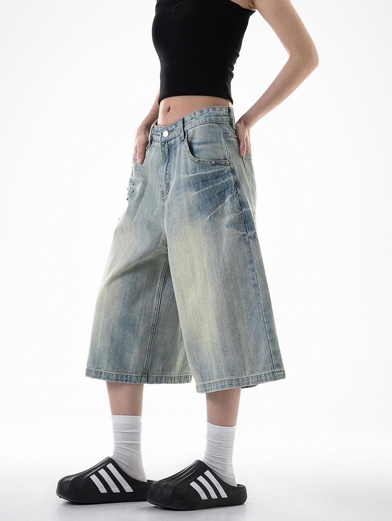 Jeans-Jeanshose mit weitem Bein und verwaschenem Schnitt
