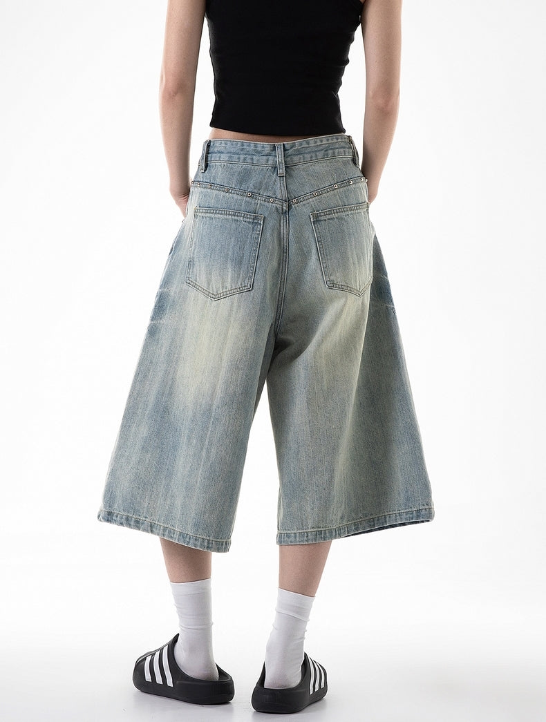 Jeans-Jeanshose mit weitem Bein und verwaschenem Schnitt