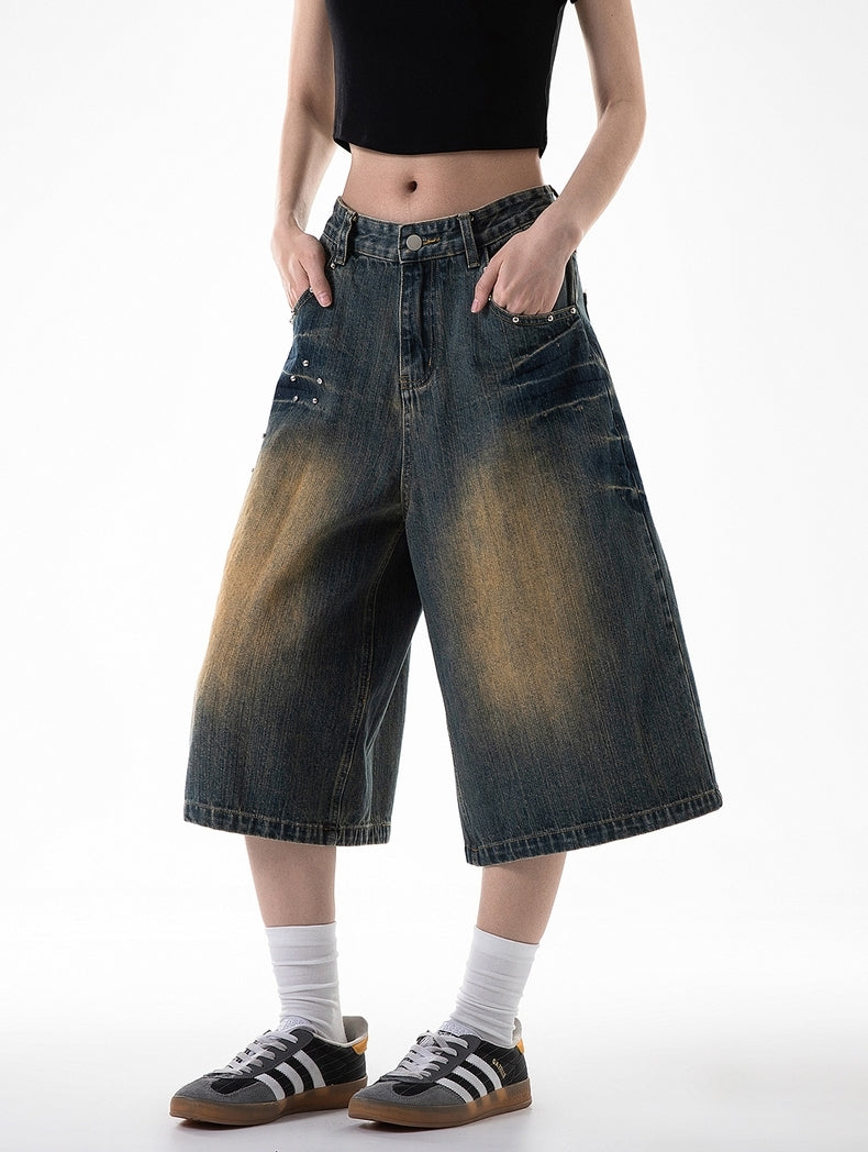 Jeans-Jeanshose mit weitem Bein und verwaschenem Schnitt