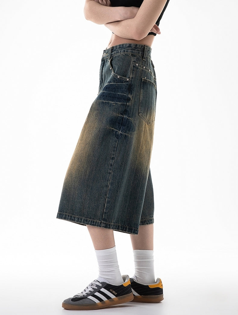 Jeans-Jeanshose mit weitem Bein und verwaschenem Schnitt