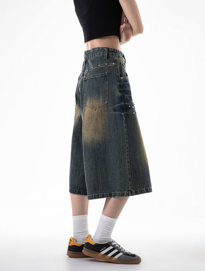 Jeans-Jeanshose mit weitem Bein und verwaschenem Schnitt