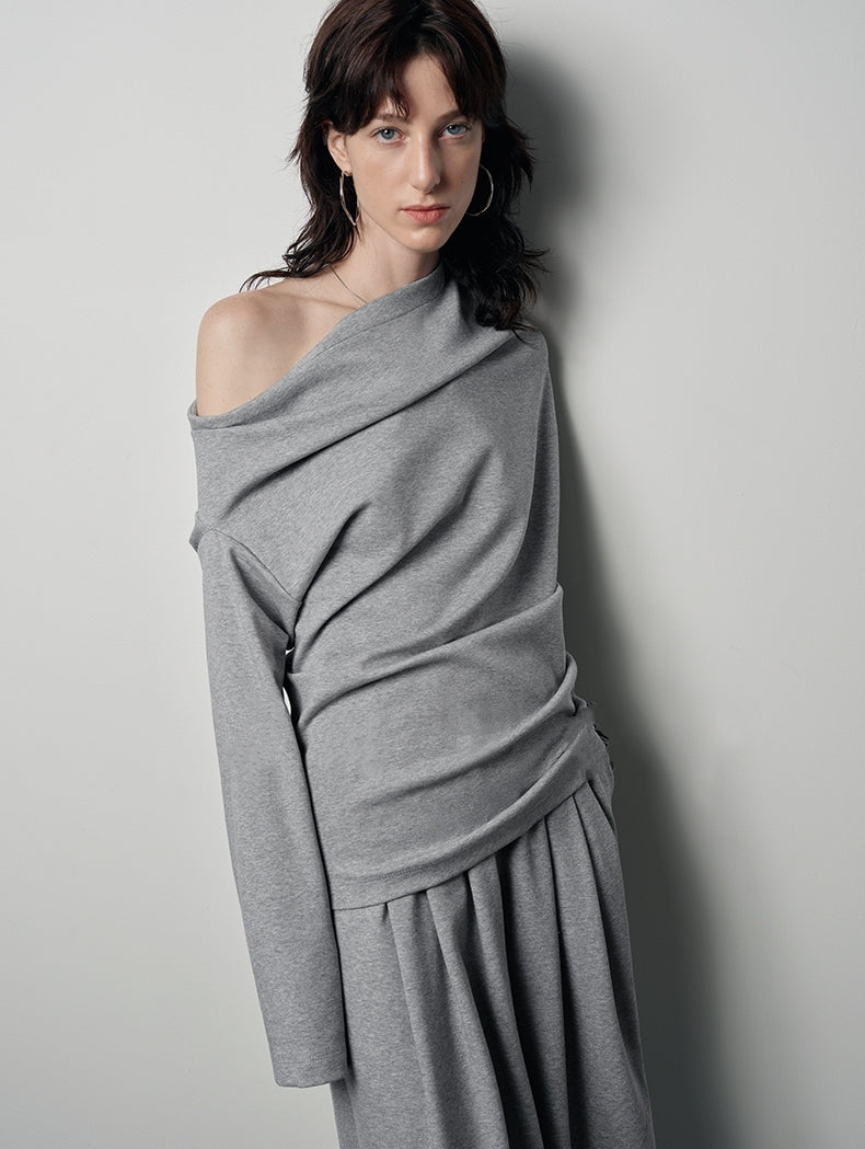 Oversized Off-Shoulder Top & Wide-Leg Lounge Pants Set