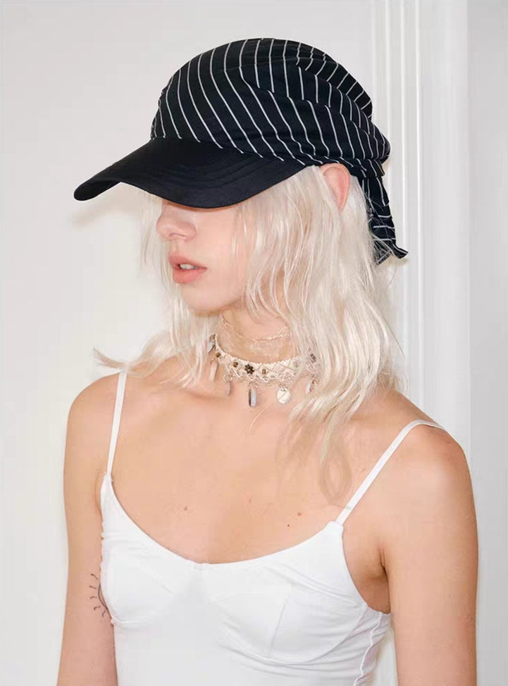 Pañuelo de rayas con lazo – Negro