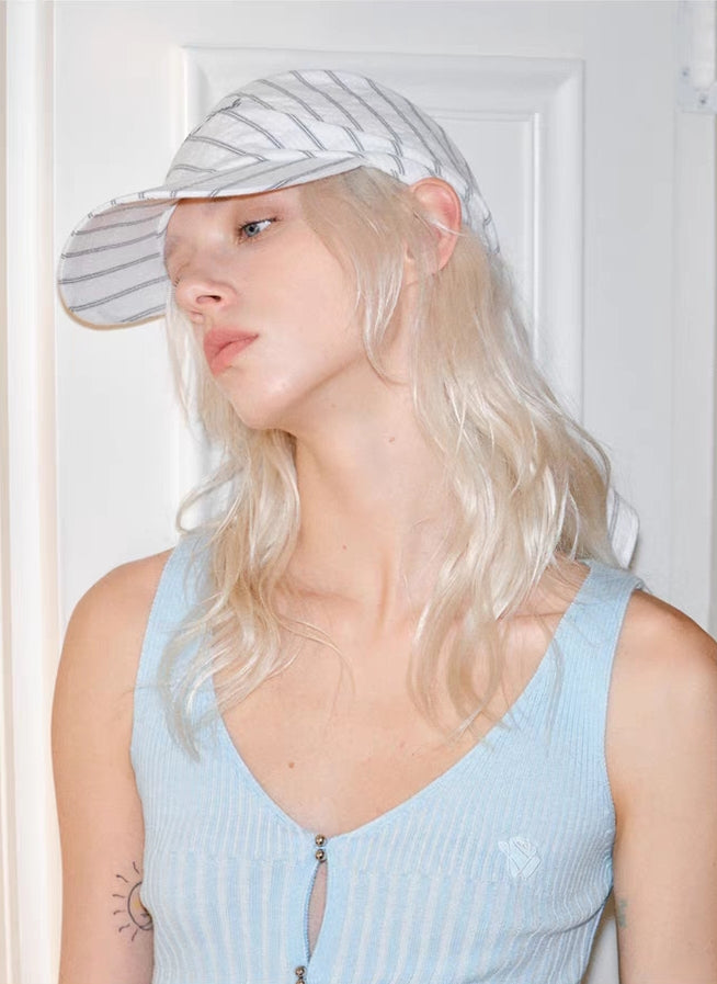 Gorra con lazo y bufanda de raya diplomática – Raya marfil suave