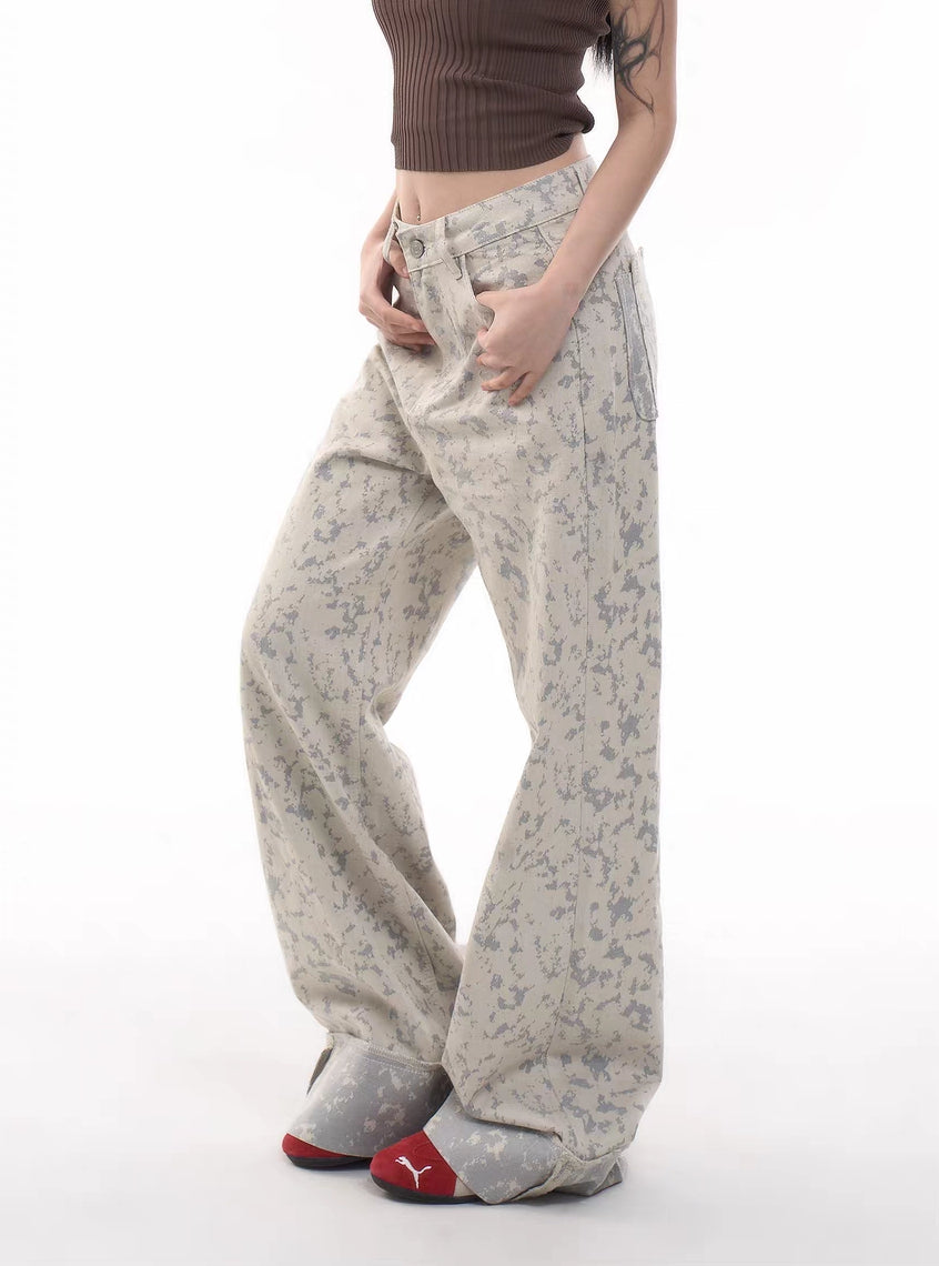 Jeans mit weitem Bein und Digital-Camouflagemuster – Sand Pixel