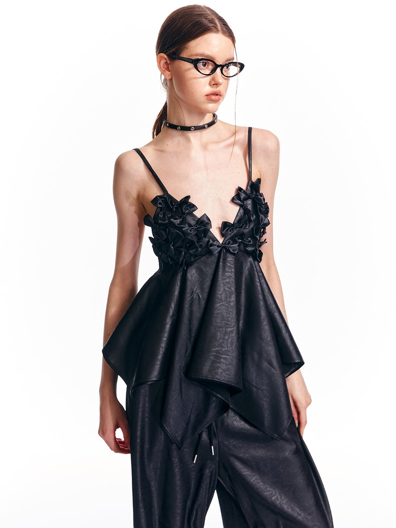 Vestido lencero con dobladillo de pañuelo y estampado floral 3D