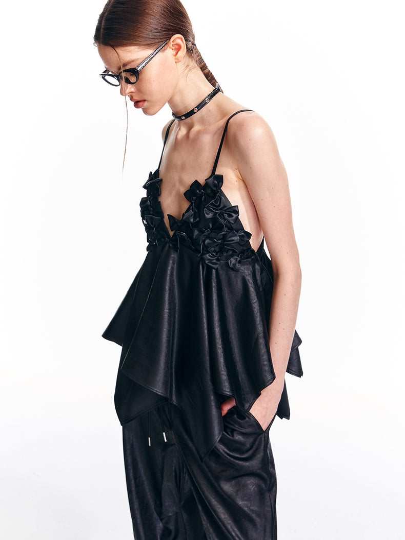 Vestido lencero con dobladillo de pañuelo y estampado floral 3D