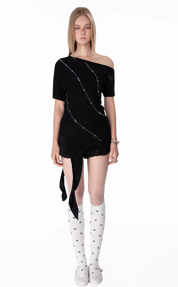 Asymmetric Off-Shoulder Drape Top