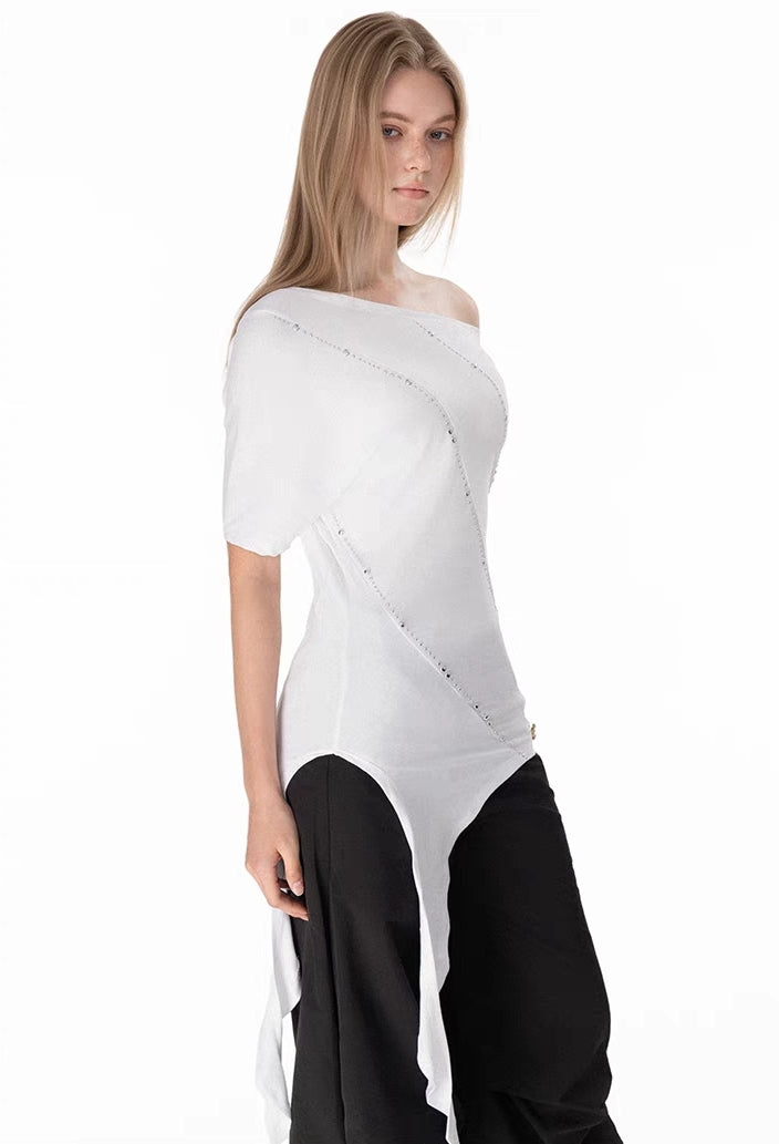 Asymmetric Off-Shoulder Drape Top