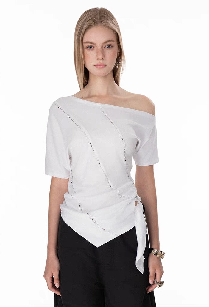 Asymmetric Off-Shoulder Drape Top