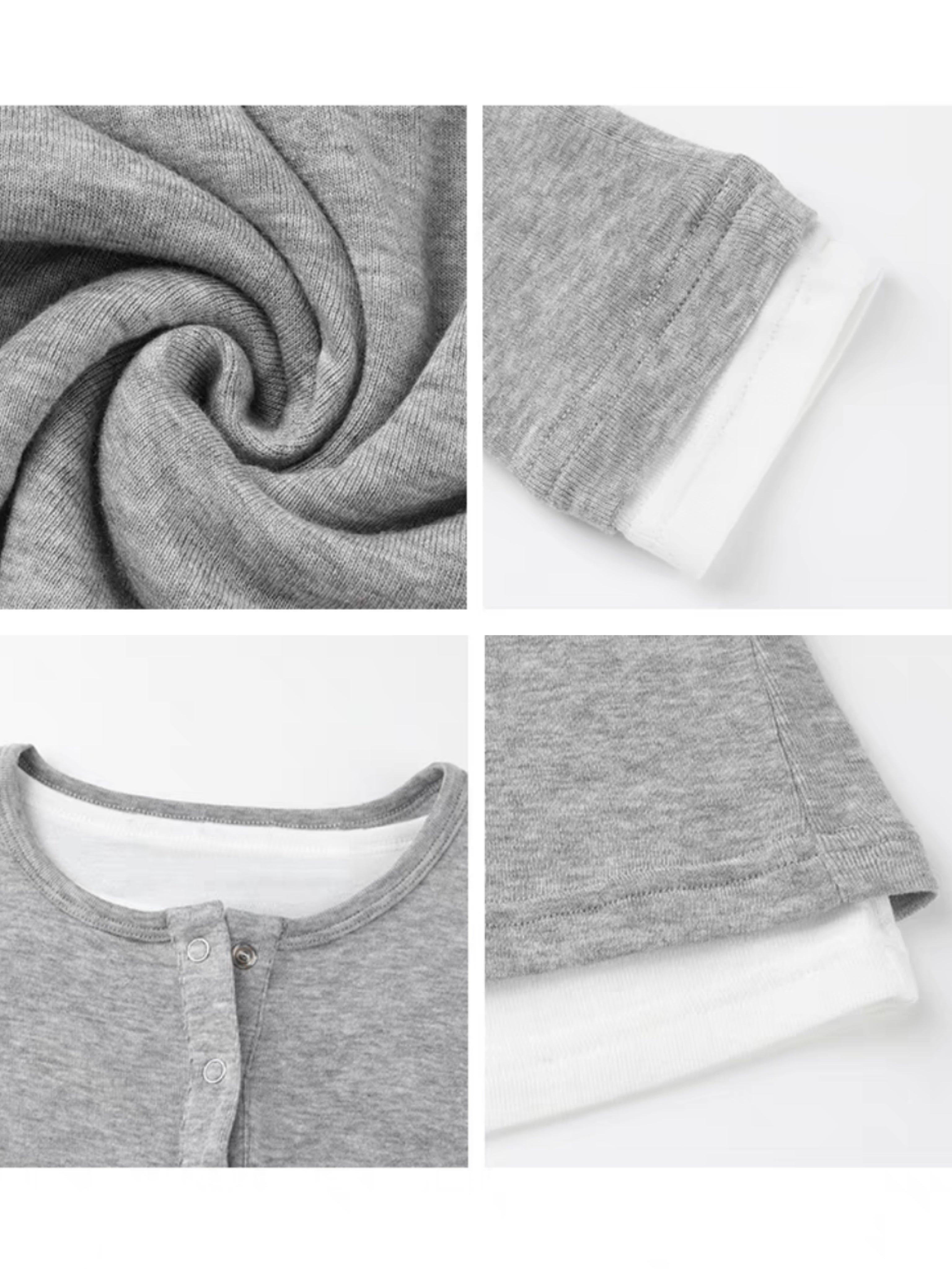Camiseta de manga larga ajustada con botones en capas