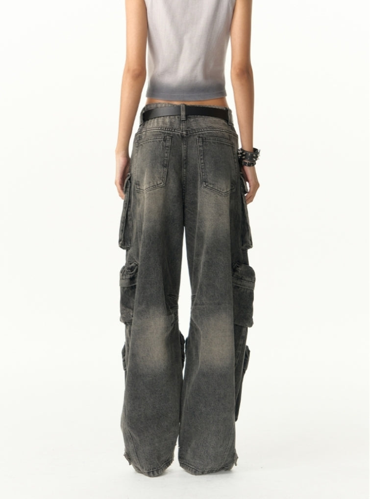 Heavy-Distressed-Cargojeans mit mehreren Taschen