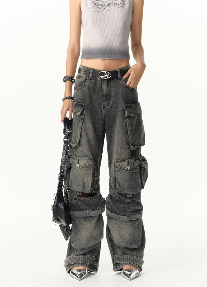 Heavy-Distressed-Cargojeans mit mehreren Taschen