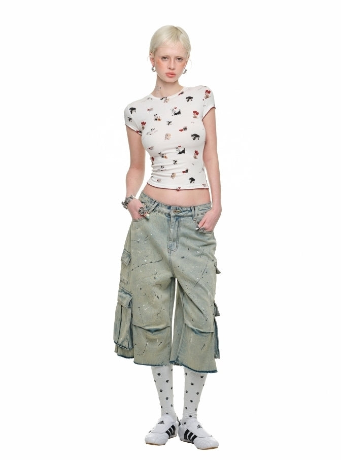 Camiseta ajustada con estampado Puppy Love