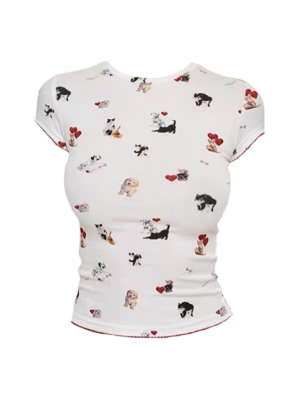 Camiseta ajustada con estampado Puppy Love