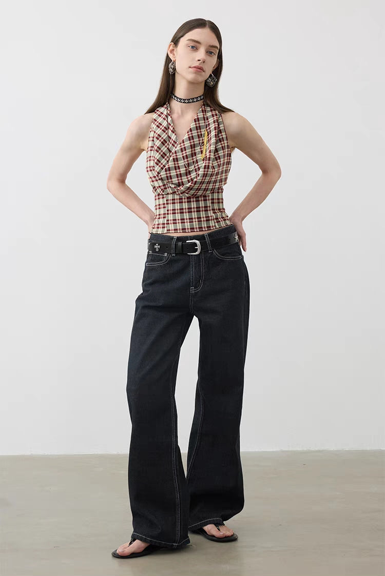 Top halter convertible a cuadros: dos maneras de llevarlo
