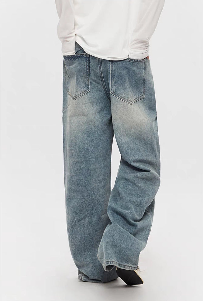Asymmetrisch geschnittene Vintage Wide Jeans