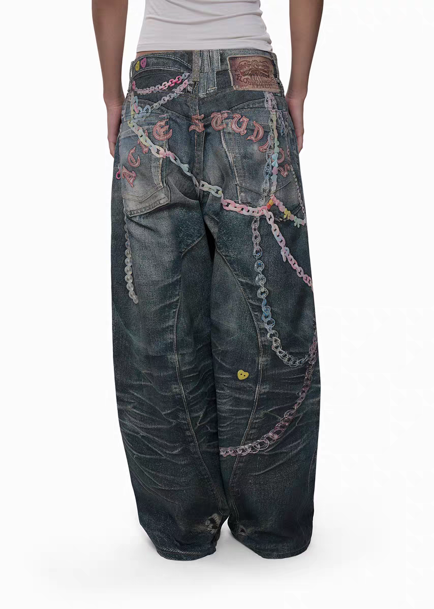 Y2K Candy Chain 3D-bedruckte Baggy-Jeans