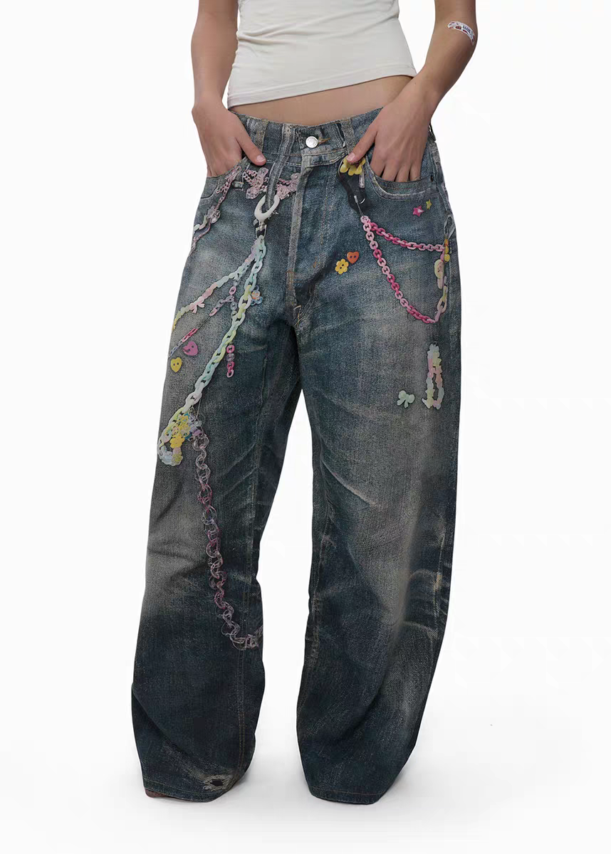 Y2K Candy Chain 3D-bedruckte Baggy-Jeans