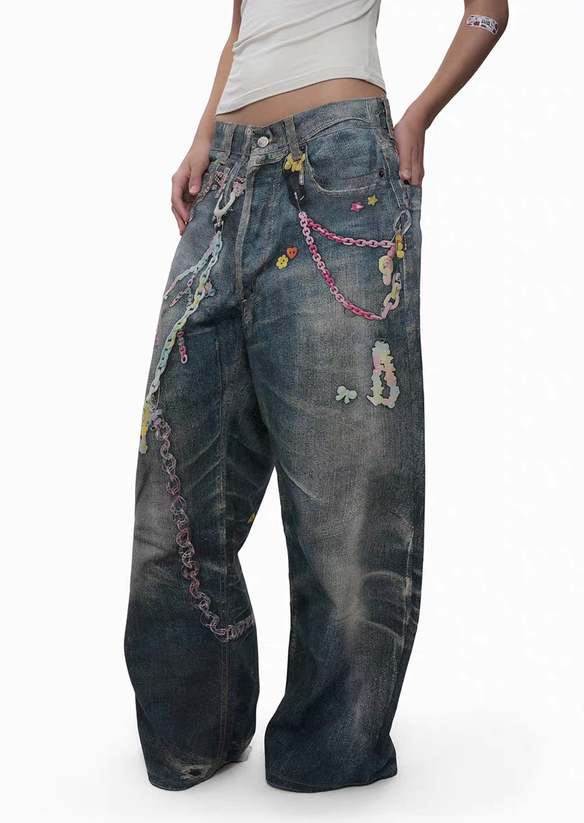 Y2K Candy Chain 3D-bedruckte Baggy-Jeans