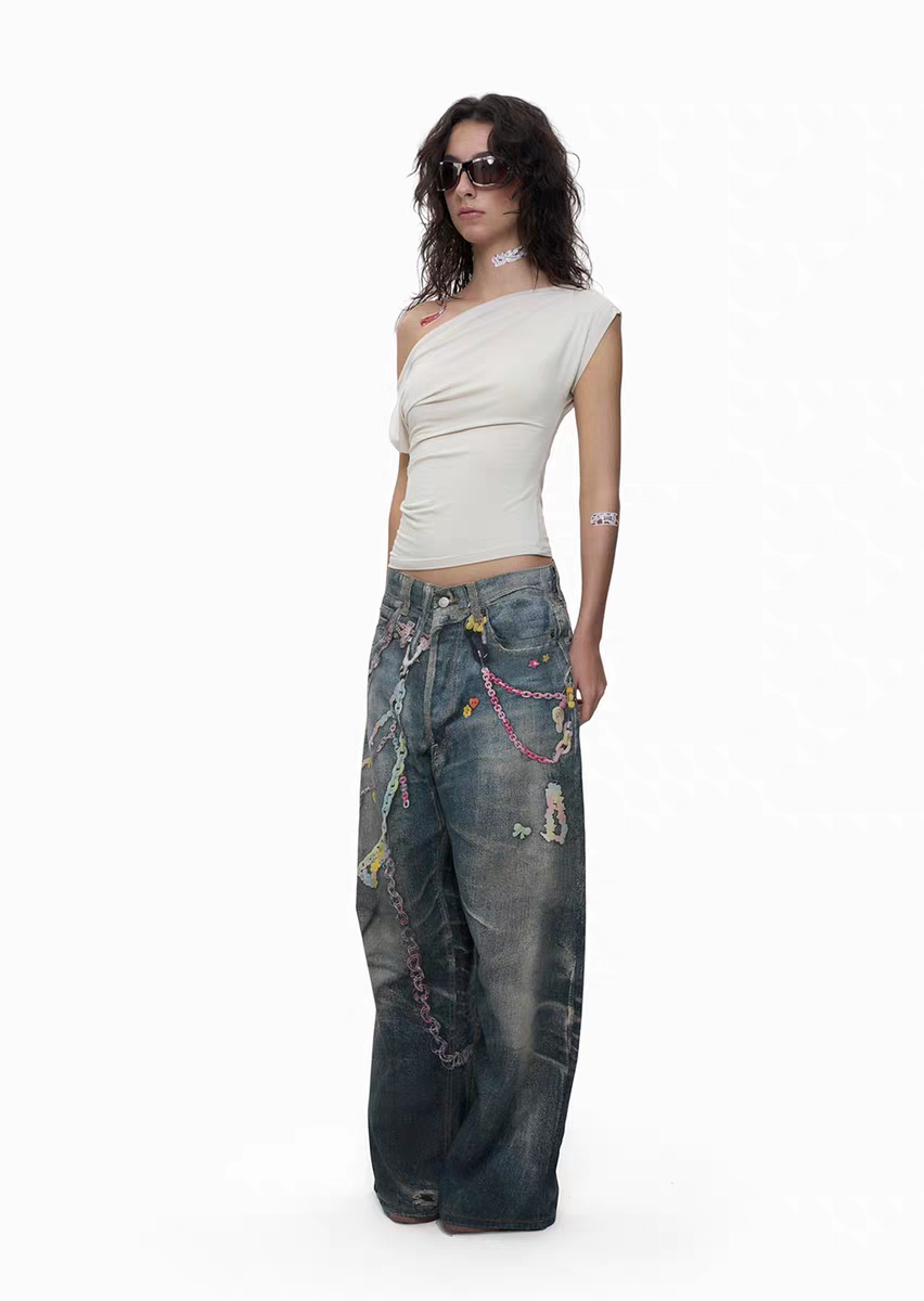 Y2K Candy Chain 3D-bedruckte Baggy-Jeans