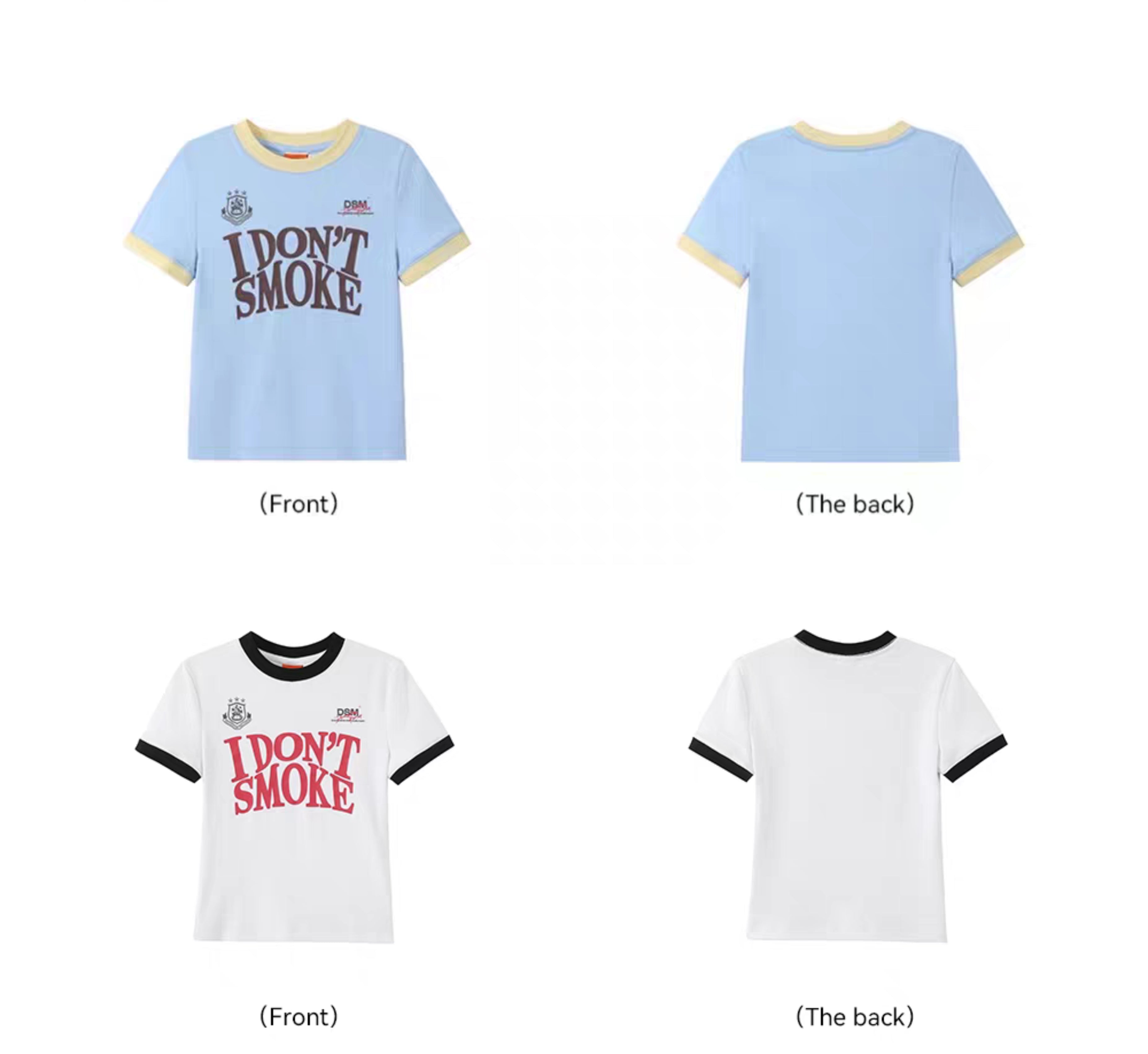 T-Shirt mit Grafik und Kontrastkragen „I DON'T SMOKE“