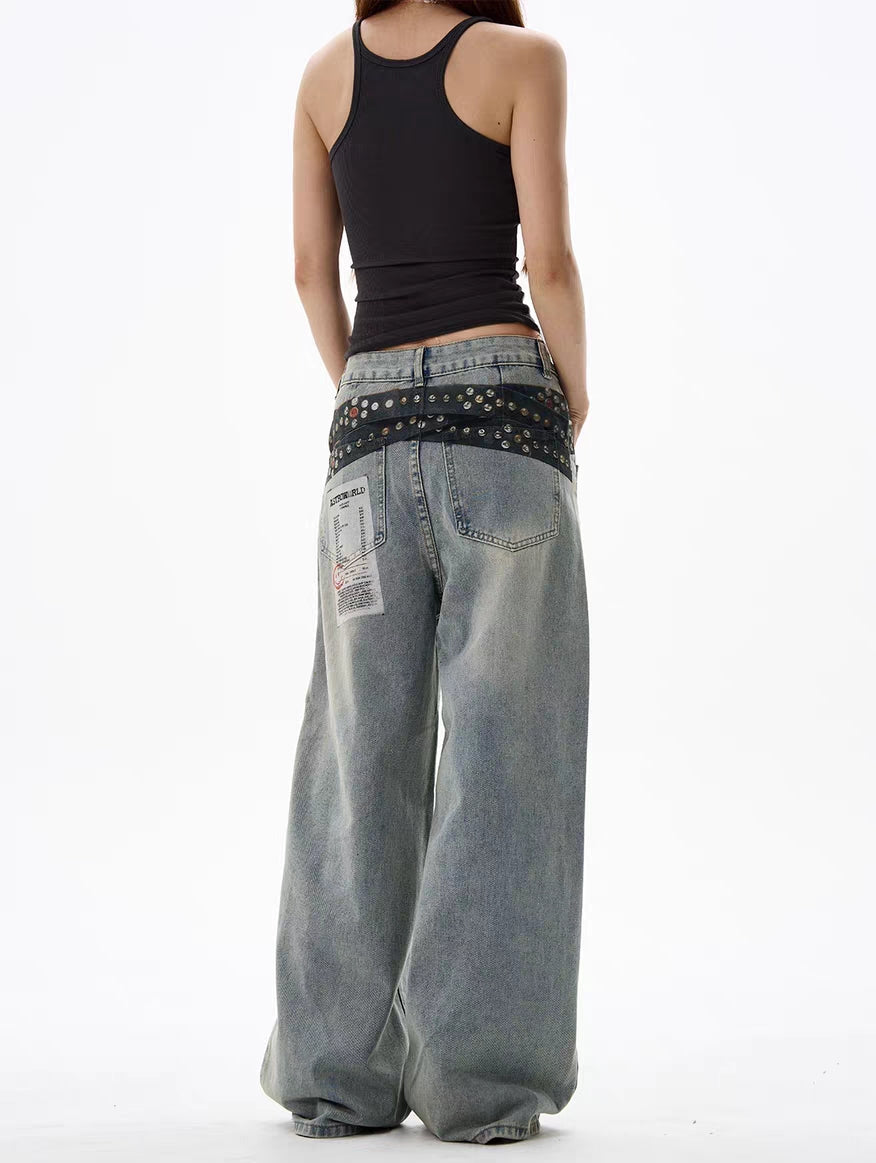 Badge Patch Wide-Leg Jeans
