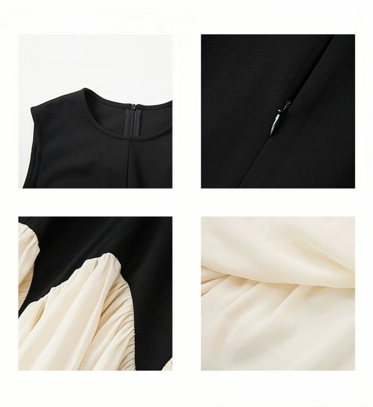 Two-Tone Sleeveless Flowy Maxi Dress