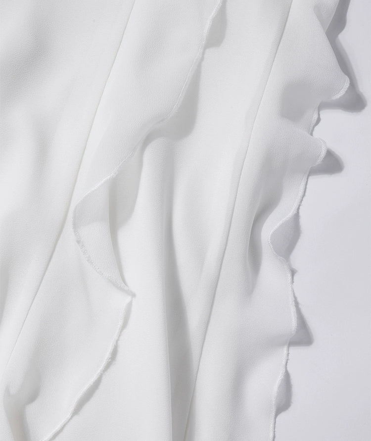 White Ruffle Halter Backless Maxi Dress