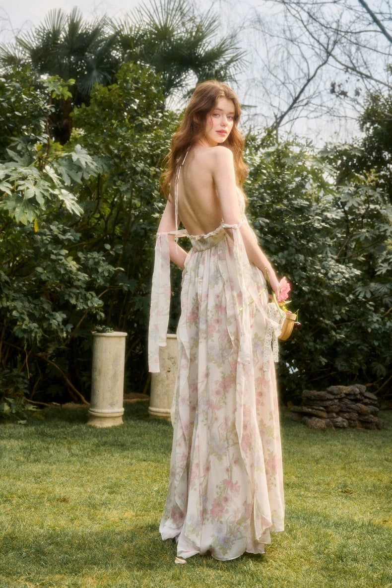 Romantic Floral Ruffle Maxi Dress