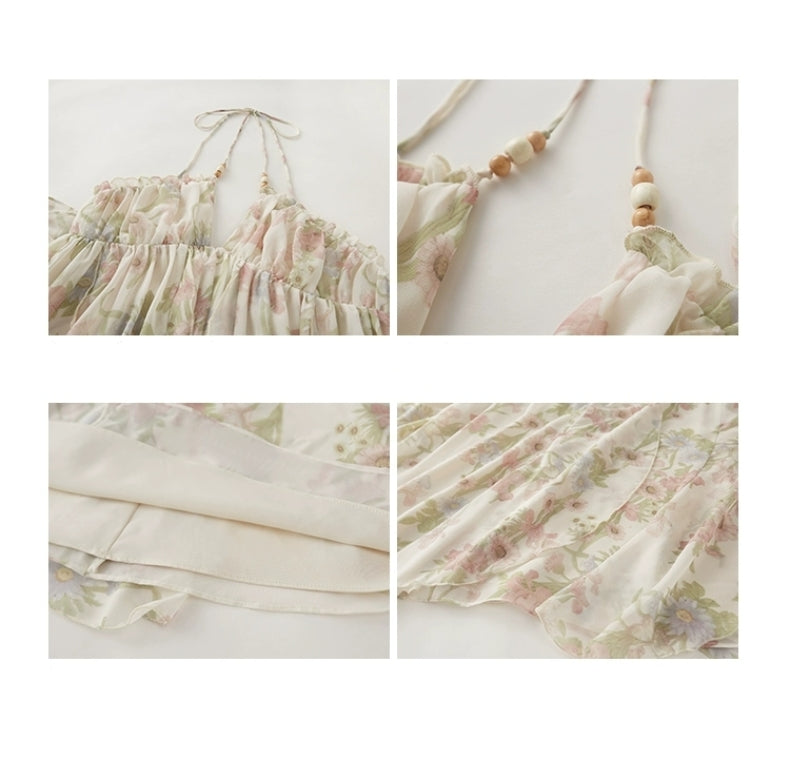 Romantic Floral Ruffle Maxi Dress