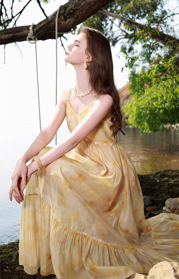 Sunset Shell Tiered Maxi Dress