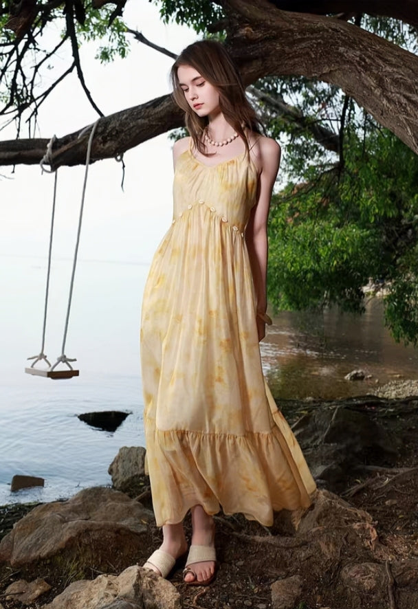Sunset Shell Tiered Maxi Dress