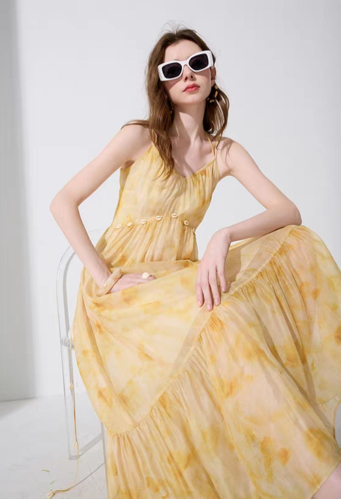 Sunset Shell Tiered Maxi Dress