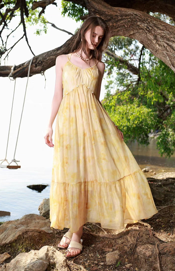 Sunset Shell Tiered Maxi Dress