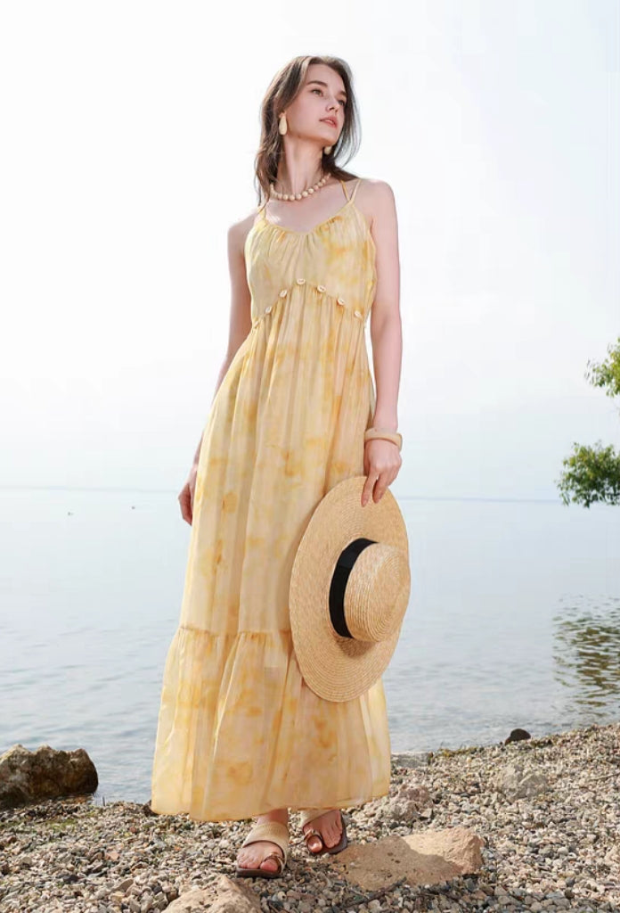 Sunset Shell Tiered Maxi Dress