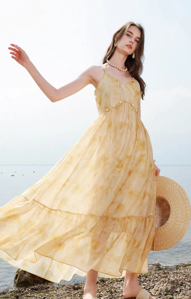 Sunset Shell Tiered Maxi Dress