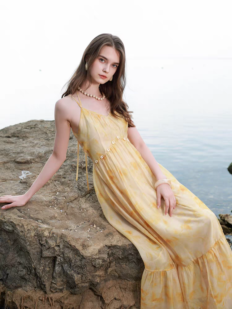Sunset Shell Tiered Maxi Dress