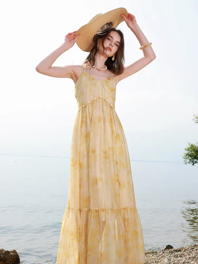 Sunset Shell Tiered Maxi Dress