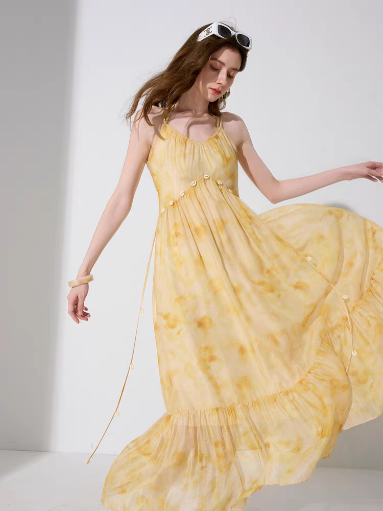 Sunset Shell Tiered Maxi Dress