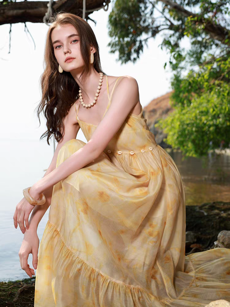 Sunset Shell Tiered Maxi Dress