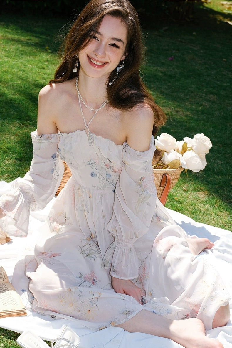 Romantic Off-Shoulder Floral Midi Dress