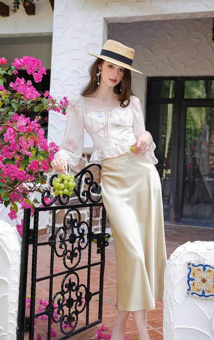Floral Sheer Chiffon Peplum Blouse